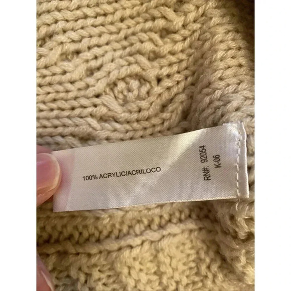 Madison Lily Cardigan Women's L Open Front Button Acrylic Beige - Picture 9 of 9